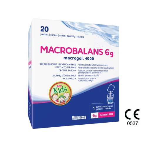 MACROBALANS 6 g Macrogol 4000 pulveris, 20 gab.