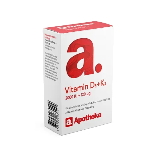 APOTHEKA D3 + K2 vitamīns kapsulas, 30 gab - Produkta attēls 