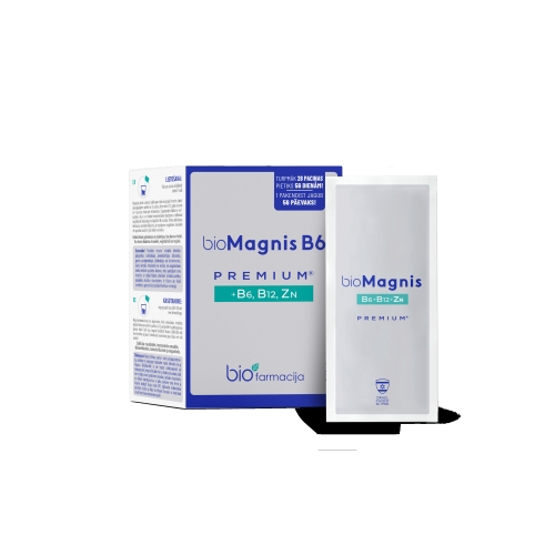 bioMAGNIJS B6 premium® +B6, B12 un Cinks pulveris, 28 gab.