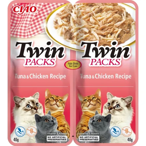 Churu Ciao Twin kaķiem, vista&tuncis tunča buljonā 80g (40gx2) N12 - Produkta attēls 