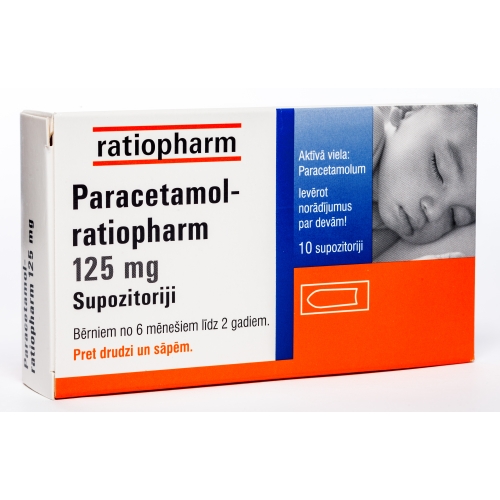 PARACETAMOL Ratiopharm 125 mg supozitoriji, 10 gab.