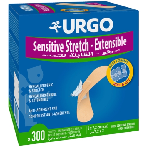 URGO Sensitive Stretch Elast 2 x 7,2 mm, 300 gab.