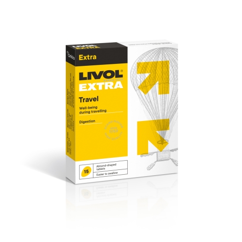 Product image of LIVOL Extra Travel apvalkotās tabletes, 15 gab.