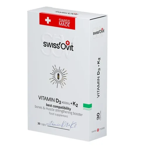Product image of SWISS OVIT Vitamin D3 4000 + K2 kapsulas, 30 gab