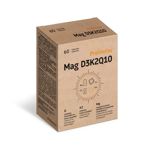 PREIMMU Mag D3 K2 Q10 kapsulas, 60 gab - Produkta attēls 