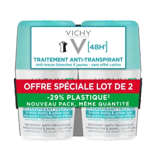 VICHY Anti-traces Roll-on antiperspirant, 50 ml, 2 gab.