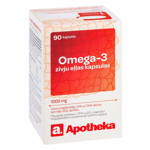APOTHEKA Omega-3 zivju eļļa 1000 mg kapsulas, 90 gab