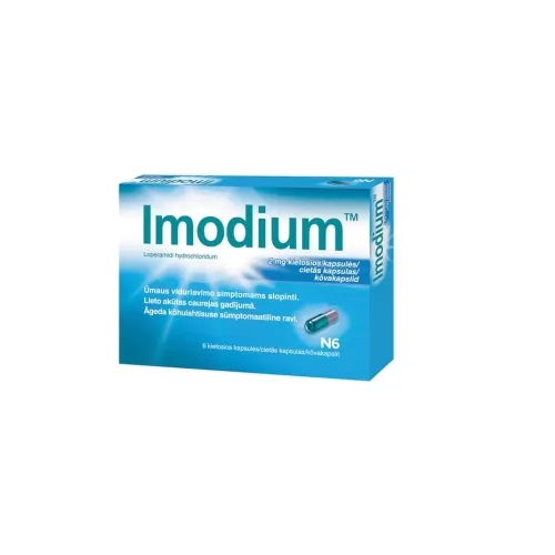 Product image of IMODIUM 2 mg kapsulas, 6 gab.