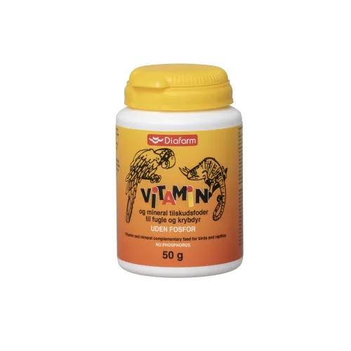 Diafarm Vitamins&minerals puveris BEZ fosfora putniem, reptiļiem 50g - Produkta attēls 