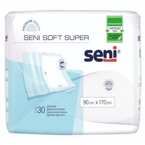 Product image of SENI SOFT SUPER absorbējošie paladziņi, 90x170 cm, 30 gab.