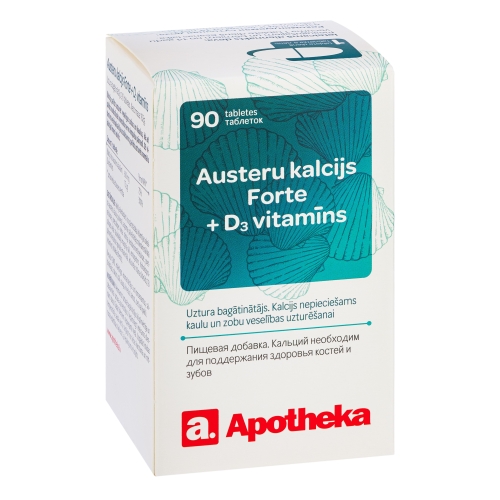 Product image of APOTHEKA Austeru Kalcijs Forte + D3 vitamīns tabletes, 90 gab.