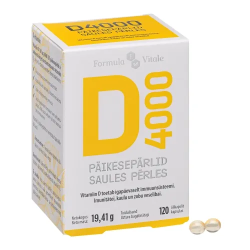 Product image of FORMULA VITALE D Vitamīns (4000 IU) kapsulas, 120 gab.