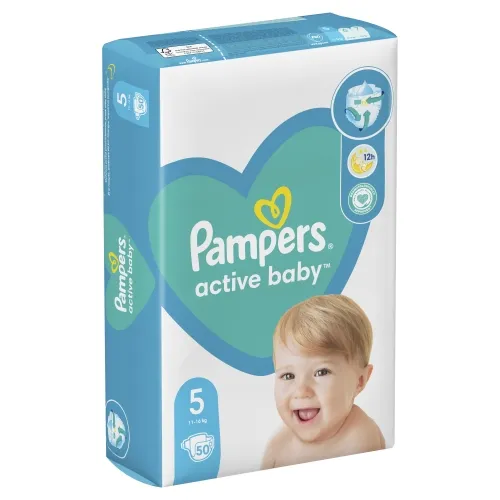 PAMPERS Active Baby Junior autiņbiksītes (11 - 16 kg), 50 gab - Produkta attēls 