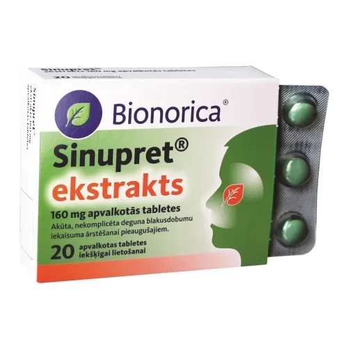 Product image of SINUPRET® ekstrakts 160 mg tabletes, 20 gab