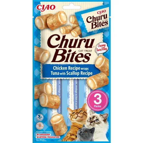 Churu Bites rullīši kaķiem, vista ar tunci&ķemmītēm 30g(10gx3) N12 - Produkta attēls
