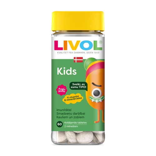 Product image of LIVOL Kids ar augļu garšu, 60 gab