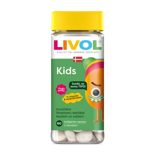 LIVOL Kids ar augļu garšu, 60 gab