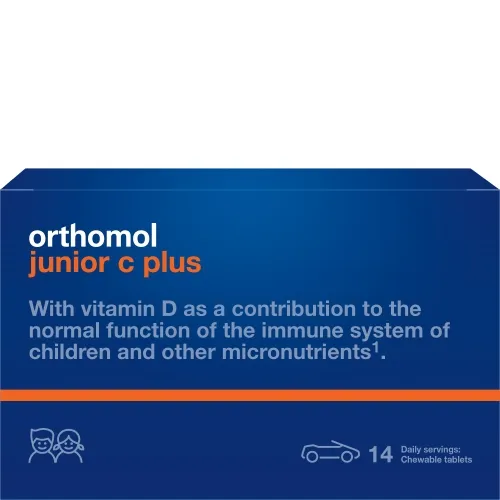 Product image of Orthomol Junior c plus (apelsīns/mandarīns un meža oga) tabletes, 3 x 14 gab