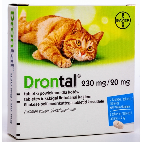 Product image of DRONTAL 230MG/20MG TABLETES KAĶIEM N2