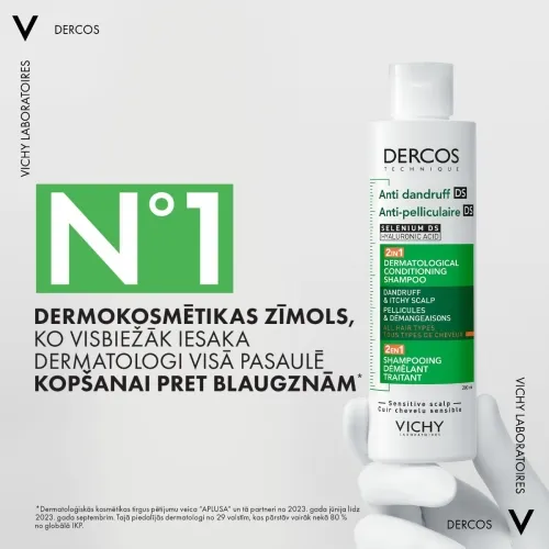 VICHY DERCOS DS pretblaugznu šampūns un balzams, 200 ml - Produkta attēls 1