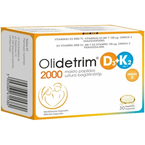 OLIDETRIM® 2000 D3 + K2 Omega-3 kapsulas, 30 gab - Produkta attēls 