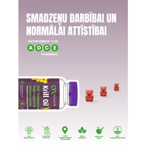 LYL Krill Oil KID, 30 želejas lācīši - Produkta attēls 2