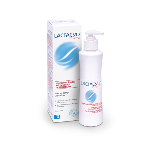 LACTACYD Pharma ar prebiotikām mazgāšanas līdzeklis intīmai zonai, 250 ml - Produkta attēls 