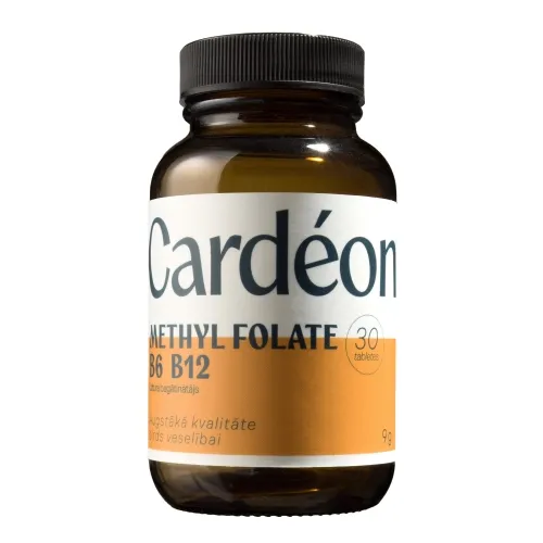 Product image of CARDEON Metilfolāts + B6 + B12 tabletes, 30 gab