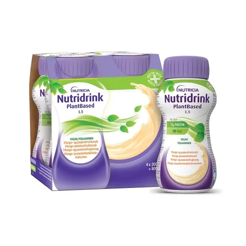 NUTRIDRINK Plantbased ar mango un pasifloras augļu garšu 200 ml, 4 gab