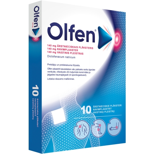 Product image of OLFEN 140 mg ārstnieciskie plāksteri, 10 gab.