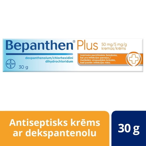 Product image of BEPANTHEN PLUS 50MG/5 MG/G KRĒMS 30G