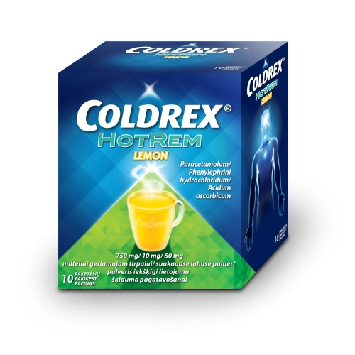 COLDREX Hotrem Lemon + Vitamin C pulveris, 10 gab.