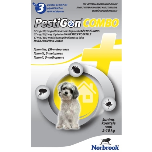 PESTIGON COMBO 67MG/60.3MG ŠĶĪD SUŅIEM (2-10KG) N3 - Produkta attēls
