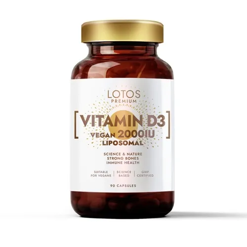 LOTOS PREMIUM Liposomal Vitamin D3 Vegan 2000IU, 90 kapsulas - Produkta attēls 