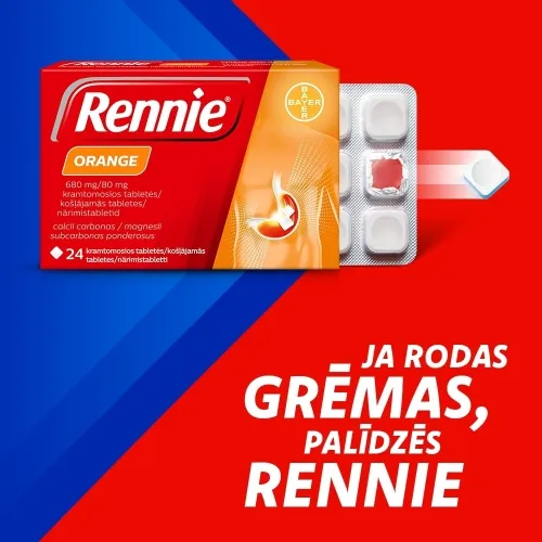 RENNIE Orange 680 mg/ 90 mg košļ. tabletes, 24 gab. - Produkta attēls 4