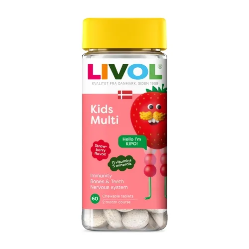 LIVOL Kids Multi ar zemeņu garšu, 60 gab