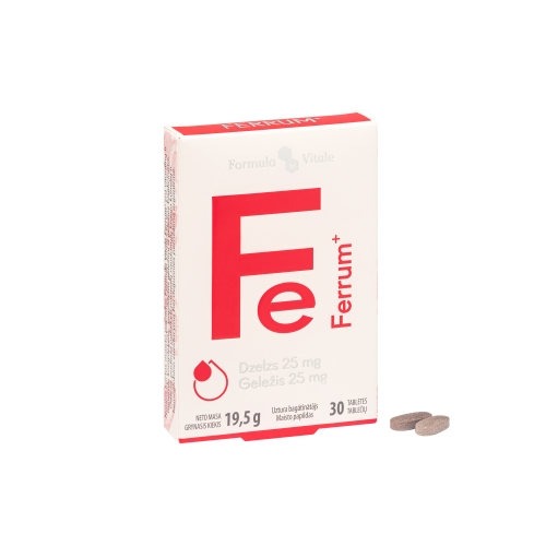 FORMULA VITALE Ferrum 25mg tabletes, 30 gab.