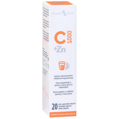 Product image of FORMULA VITALE C+Zn putojošas tabletes, 20 gab.