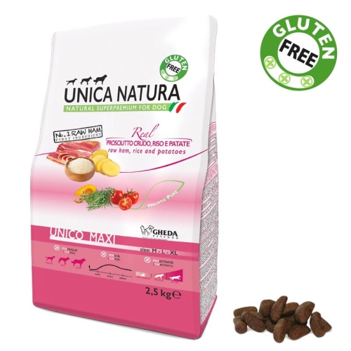 GH UNICA NATURA SUŅU MAXI ŠĶIŅĶIS/RĪSI/KART 2.5KG /2309 - Produkta attēls 