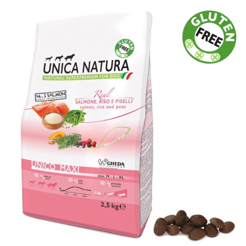 GH UNICA NATURA SUŅU MAXI LASIS/RĪSI/ZIRŅI 2.5KG - Produkta attēls 