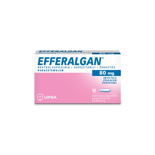 Product image of EFFERALGAN (paracetamol) supp 80 mg, 10 gab.