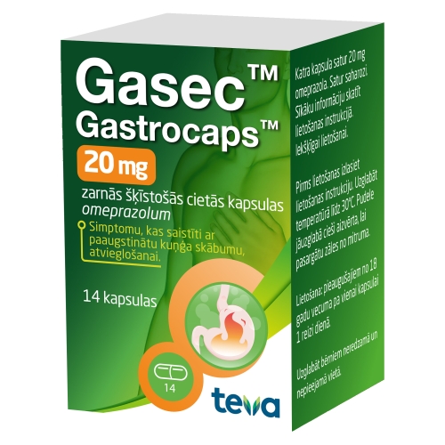 GASEC-20 Gastrocaps 20mg kapsulas, 14 gab. - Produkta attēls