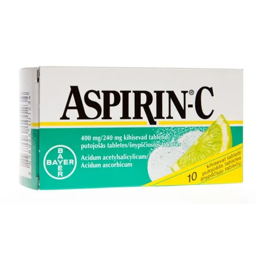 Product image of ASPIRIN C 400 mg/ 240 mg putojošās tabletes, 10 gab.