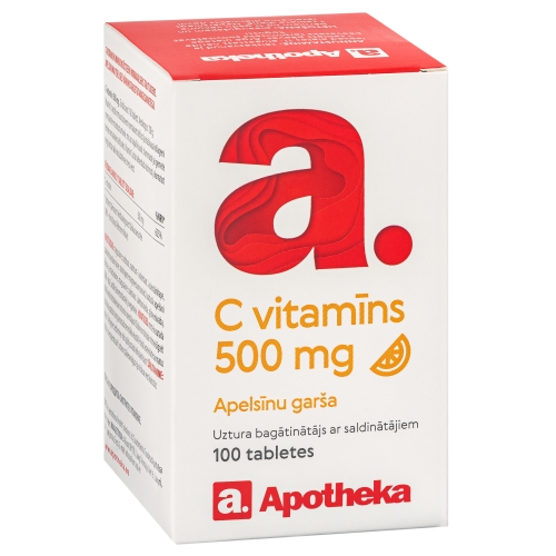 APOTHEKA C vitamīns 500 mg tabletes ar apelsīna garšu, 100 gab