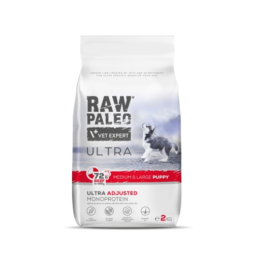 RAW PALEO ULTRA KUCĒNU SAUSĀ B MEDIUM/LARGE CŪKGAĻA 2KG - Produkta attēls 