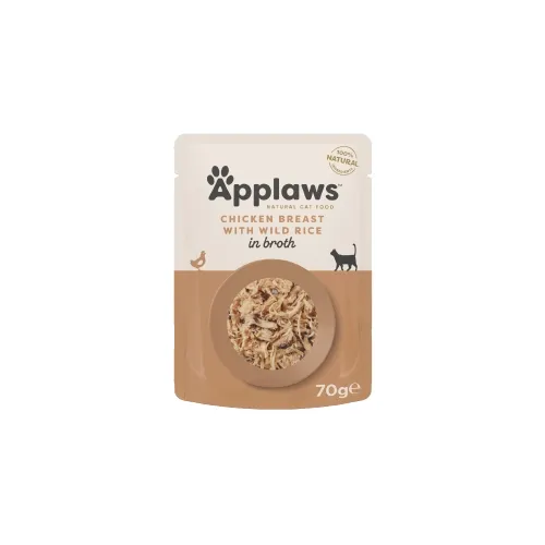 Applaws kaķu mitrā barība paciņā vista/rīsi buljonā 70g