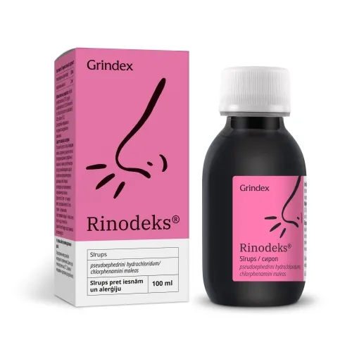 RINODEKS sīrups (iesnas alerģija) 600 mg/ 40 mg, 100 ml