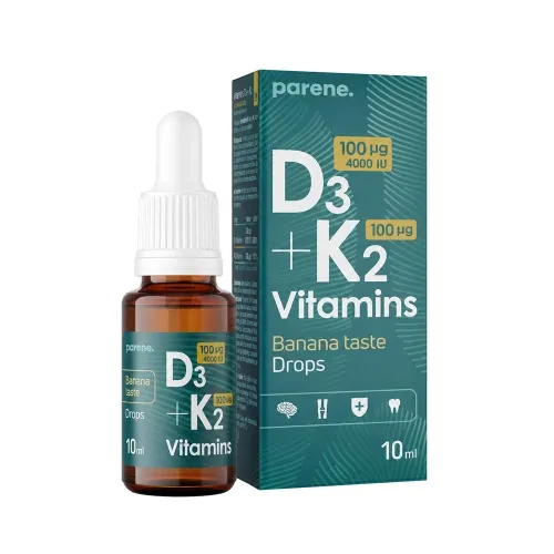 PARENE Vitamin D3 4000 SV + K2 pilieni, 10 ml - Produkta attēls 