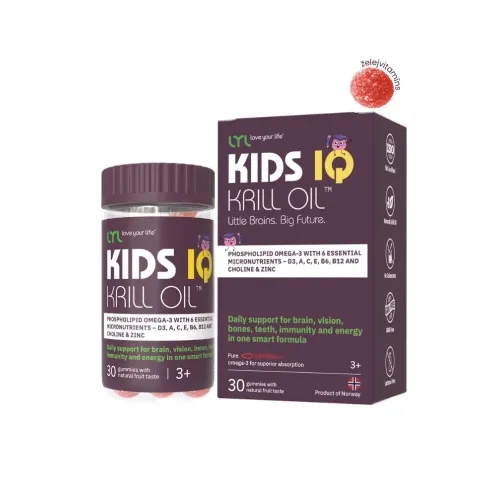 LYL Kids IQ Krill Oil košļājamas pastilas ar augļu garšu, 30 gab