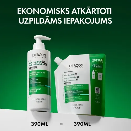 VICHY Dercos Anti Dandruff Refill šampūns, 390 ml - Produkta attēls 1
